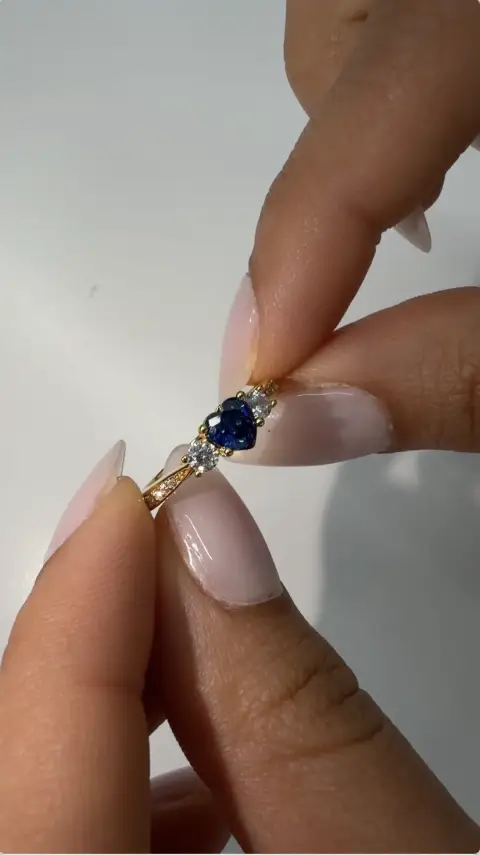 Anillo Blue Dark Plata 925 Oro Rosado y Amarillo