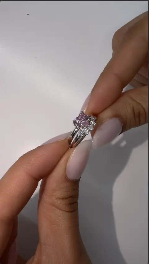 Set Corazon Rosado Plata 925