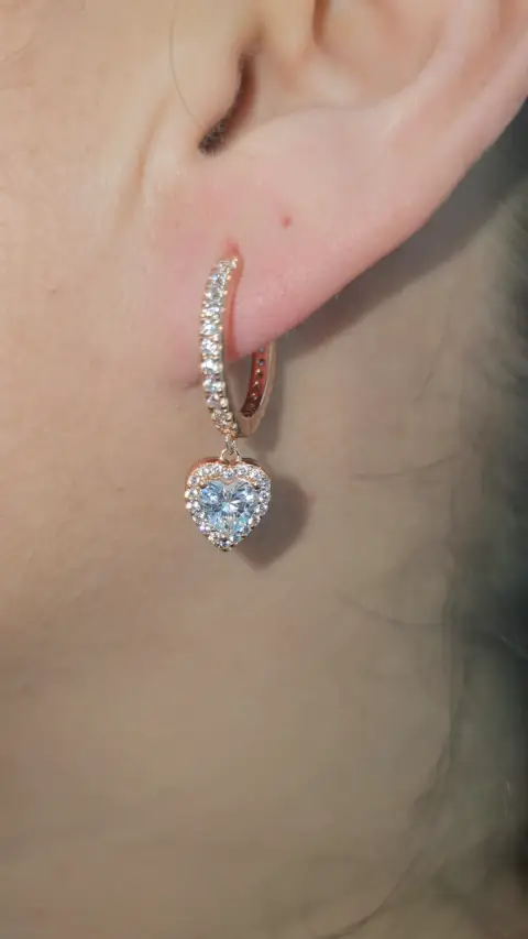 Argollas Corazon Pave Oro Rosado